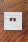Mini Purple Spiny Oval Earrings