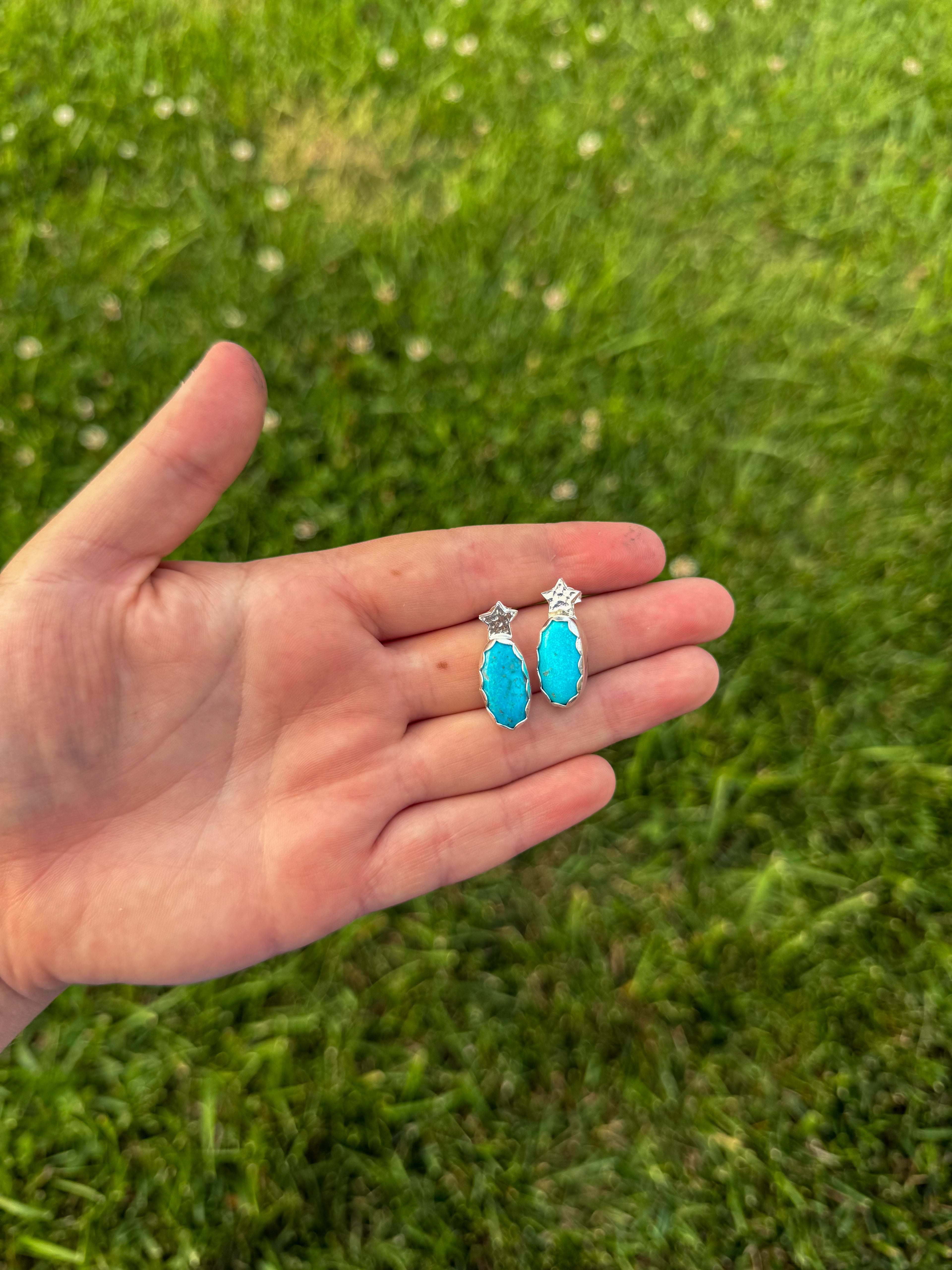 Kingman Turquoise Star Earrings
