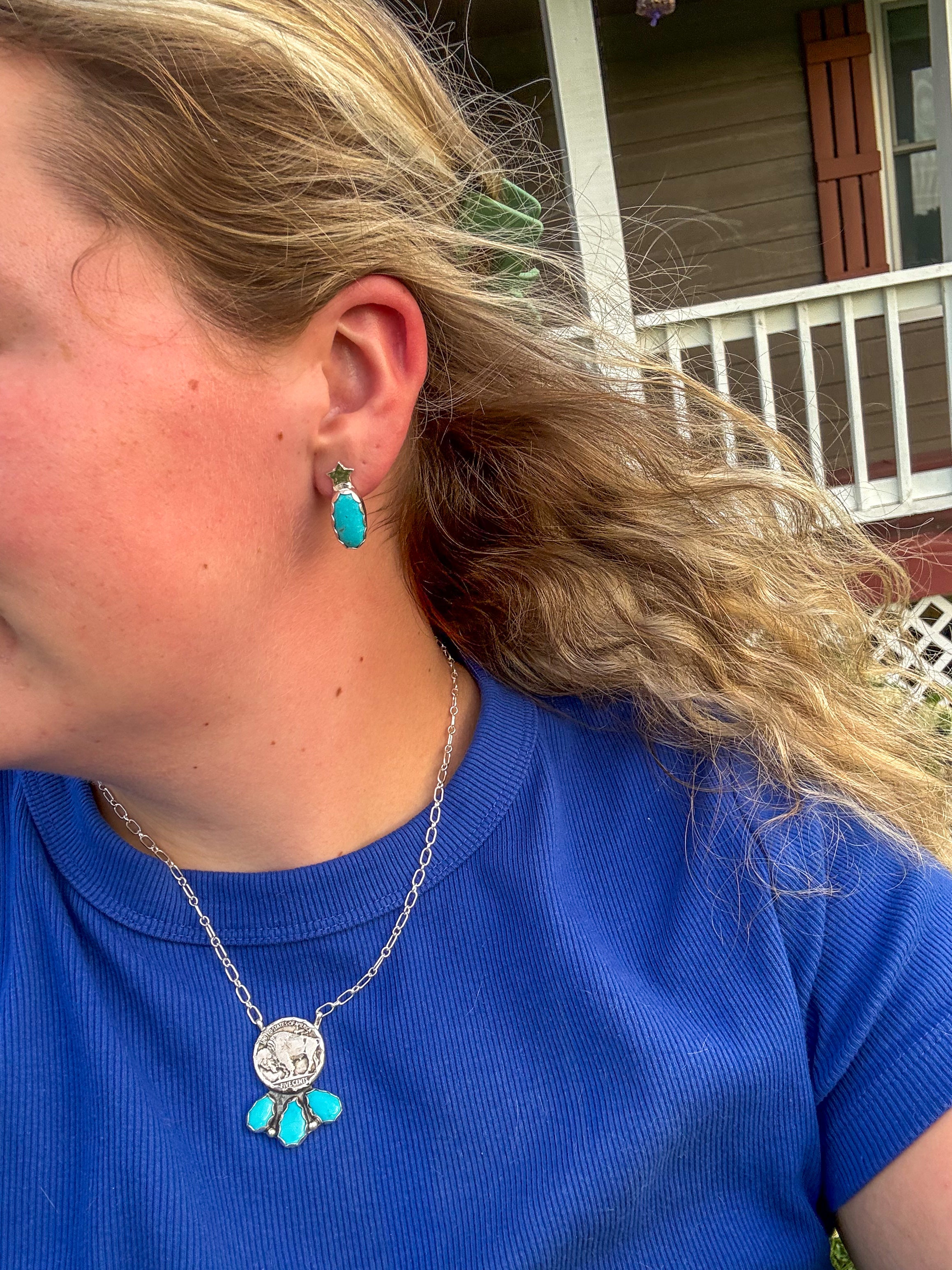 Kingman Turquoise Star Earrings