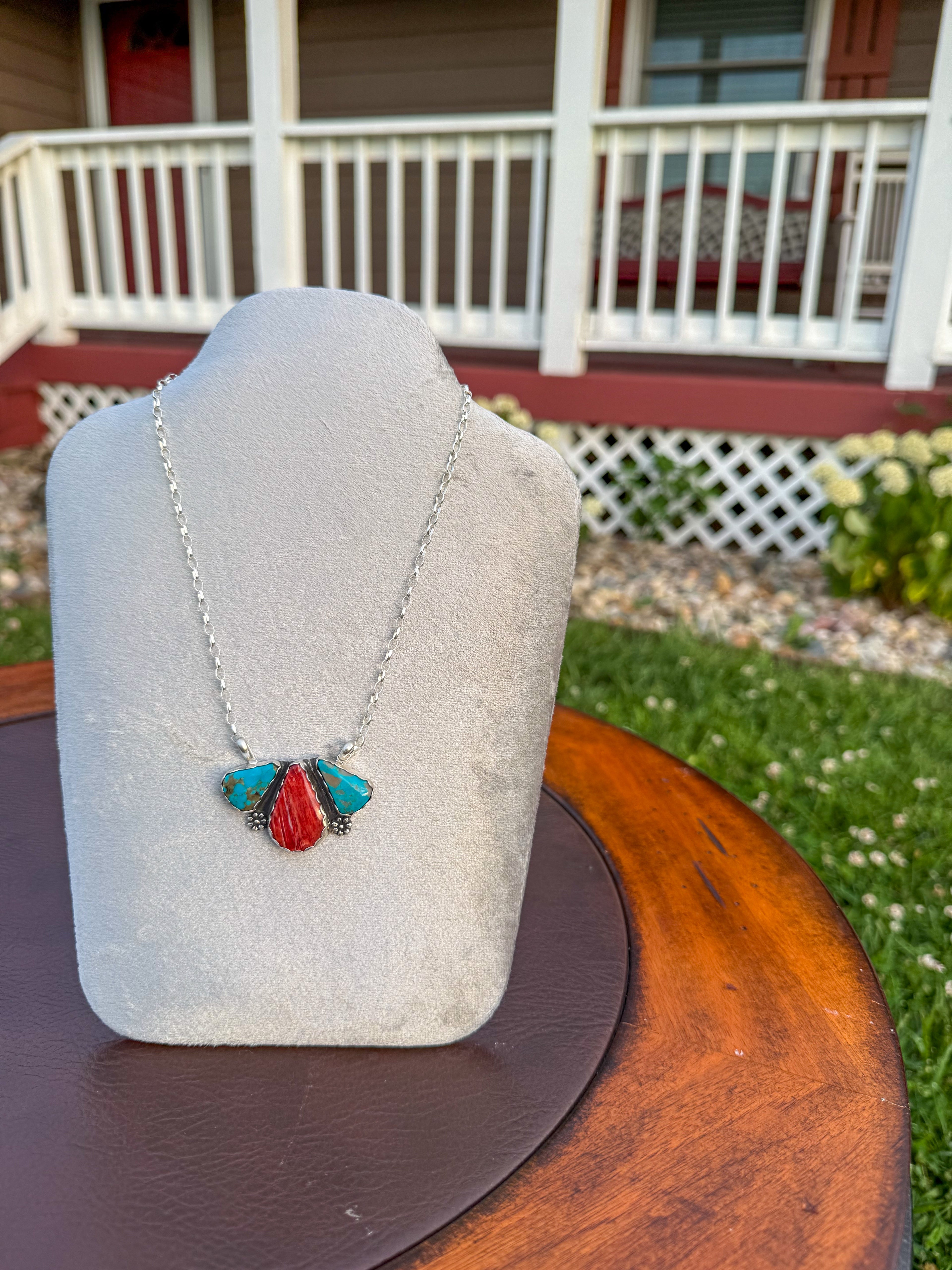 Red Spiny & Kingman Turquoise Necklace